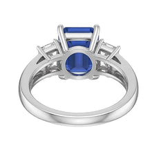 Afbeelding in Gallery-weergave laden, Witgouden ring met 3 stenen smaragd saffier 2,75 karaat stralende Natuurlijke echte diamant ( niet in het laboratorium gekweekt )en
