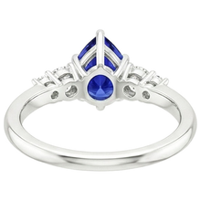 Afbeelding in Gallery-weergave laden, Witgouden ring met 5 stenen ronde Natuurlijke echte diamant ( niet in het laboratorium gekweekt ) en peer blauwe saffier 3,25 karaat
