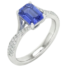 Afbeelding in Gallery-weergave laden, Witgoud Natuurlijke uit de aarde gewonnen Diamant &amp; Smaragdslijpsel Sri Lankaanse Saffier Ring 5.25 Karaat

