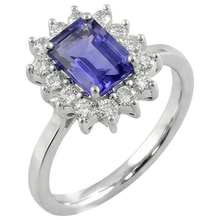 Afbeelding in Gallery-weergave laden, Witgoud 14K 10.75 Karaat Tanzaniet En Natuurlijke uit de aarde gewonnen Diamanten Ring
