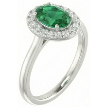 Afbeelding in Gallery-weergave laden, Witgouden ring van 14K 3.70 ct groene smaragd met witte Natuurlijke echte diamanten ( niet in een laboratorium gekweekt ) Nieuw
