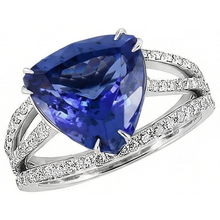 Afbeelding in Gallery-weergave laden, echte trillion tanzaniet 6.01karaat ring bovenaanzicht
