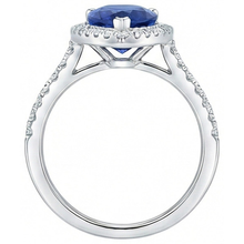 Afbeelding in Gallery-weergave laden, Witgouden sieraden 3.25 karaat peerring met Natuurlijke echte diamant ( niet in het laboratorium gekweekt ) en saffier

