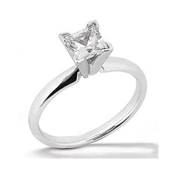 Witgouden solitaire prinses geslepen diamanten ring 2,51 ct.