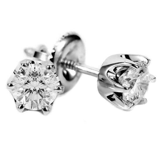 Witgouden solitaire ronde diamanten oorbel dames sieraden 2 ct. - harrychadent.nl