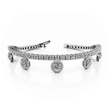 Witgouden 14K 13,50 Ct Ronde Sprankelende Echt Diamanten Bedelarmband Nieuw