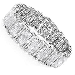 Witgoud 14K 23 Karaat Rond Geslepen Natuurlijke uit de aarde gewonnen Diamanten Herenarmband
