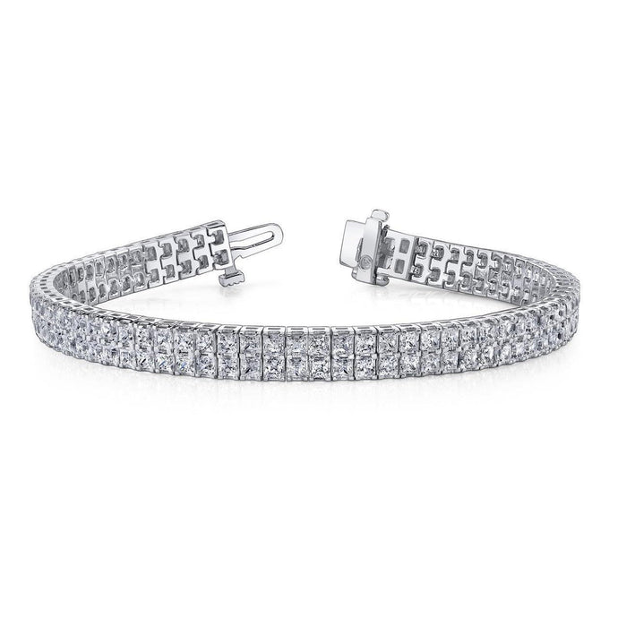 Witgouden 14K Princess Cut 20,10 Karaats Sprankelende Echt Diamanten Armband