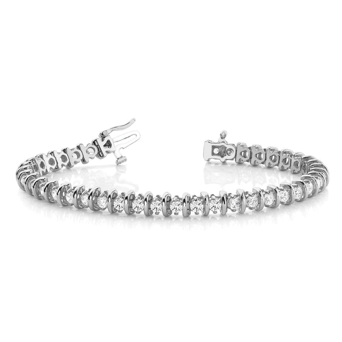 Witgouden 14K Ronde Geslepen 4 Karaats Sprankelende Echt Diamanten Armband