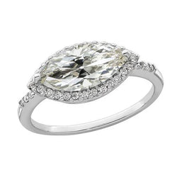 Witgouden Halo Ring Marquise Old Mine Cut Natuurlijke uit de a aarde gewonnen Diamant 6 Karaat Sieraden