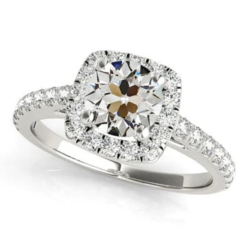 Witgouden Halo Ring Old Mine Cut Echt Diamond Jewelry 4,50 Karaat