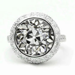 Witgouden Halo Ronde Oud Geslepen Natuurlijke Echte Diamanten Ring Kastzetting Sieraden 5 Karaat