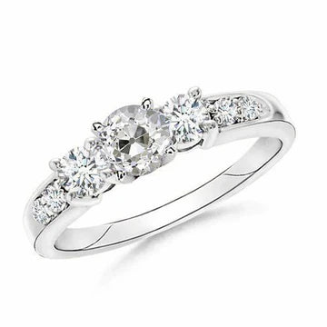 Witgouden Jubileumring Oud Geslepen Ronde Echt Diamanten Sieraden 1,75 Karaat
