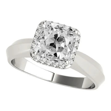 Witgouden Kussen Old Mine Cut Echt Diamond Halo Ring 7,50 Karaat