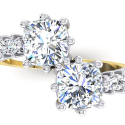 Witgouden Ring Met Dubbele Kussengeslepen Diamant, 3,30 Karaat 14K