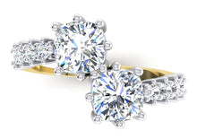Afbeelding in Gallery-weergave laden, Witgouden Ring Met Dubbele Kussengeslepen Diamant, 3,30 Karaat 14K
