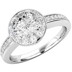 Witgoud 4.20 Ct Ronde Natuurlijke uit de aarde gewonnen Diamanten Trouw Halo Ring