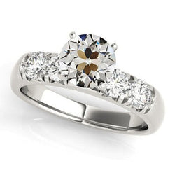 Witgoud Rond Old Mine Cut Echte Natuurlijke uit de aarde gewonnen Diamanten Ring 5 Karaat Sieraden