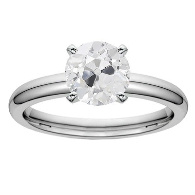 Witgouden Solitaire Oude Geslepen Echt Diamanten Ring 2,50 Karaat