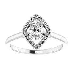 Witgouden Solitaire Ring Ovaal Old Mine Cut Echt Diamond 2,25 Karaat