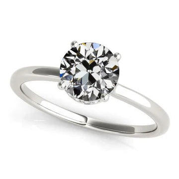 Witgouden Solitaire Ring Ronde Oude Mijnwerker Echt Diamant 2 Karaats Sieraden