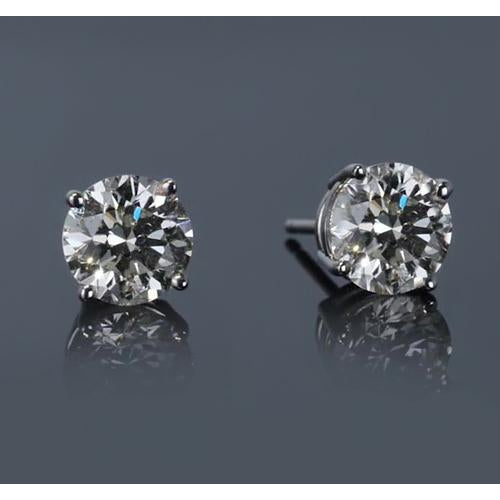 Witgouden 14K 2 Karaats Oorbel Met Ronde Echt Diamanten Oorknopjes