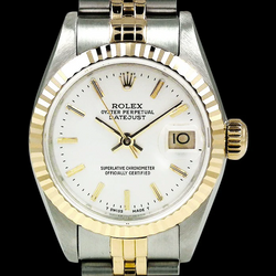 Witte stok wijzerplaat Datumjust Rolex dameshorloge roestvrij staal & goud Rolex