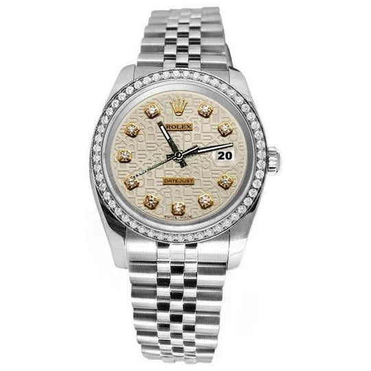 Witte Diamant Wijzerplaat Lunette roestvrij staal Horloge Rolex Doorlopend Datum Gewoon SNEL INSTELLEN