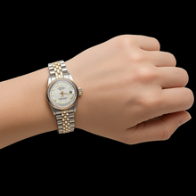 Afbeelding in Gallery-weergave laden, Witte Romeinse wijzerplaat Rolex Datumjust dameshorloge oester Doorlopend
