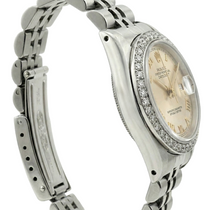 Afbeelding in Gallery-weergave laden, Witte Romeinse wijzerplaat, datum, diamanten armband, Rolex dameshorloge
