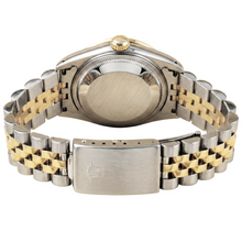 Afbeelding in Gallery-weergave laden, Witte Romeinse wijzerplaat met diamanten rand Rolex Datum Dameshorloge Tweekleurig jubileum
