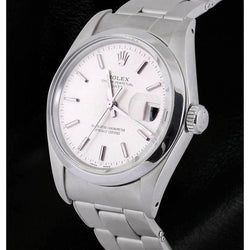 Witte Stok Wijzerplaat Rolex Datum Herenhorloge Oester-armband roestvrij staal