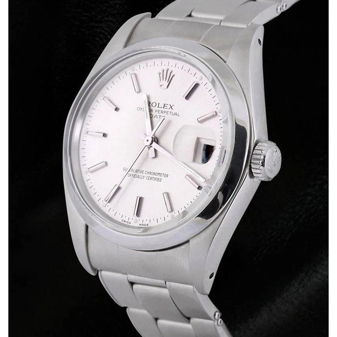 Witte Stok Wijzerplaat Rolex Datum Herenhorloge Oester-armband roestvrij staal

