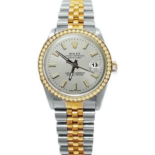 Witte stok Wijzerplaat Diamanten Lunette Datumjust Rolex Herenhorloge Jubileum SNELLE INSTELLING
