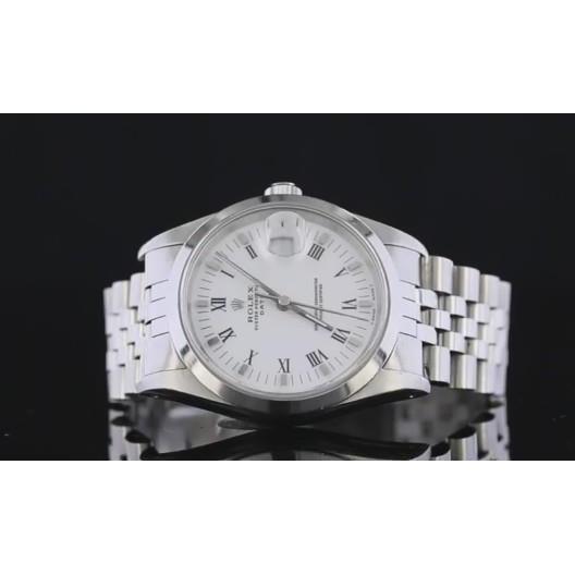 Witte stok wijzerplaat jubileumarmband Rolex datum 34 mm horloge roestvrij staal
