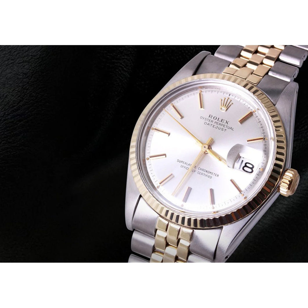 Witte stok wijzerplaat tweekleurige jubileumarmband Rolex Datumjust herenhorloge
