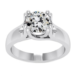 Old Mine Slijpvorm Fijne Diamant Enkele Steen Ring – 2,50 karaat