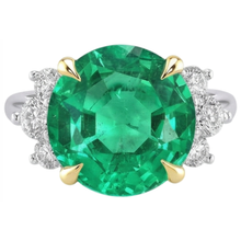 Afbeelding in Gallery-weergave laden, Colombiaanse Smaragd Edelsteen Ring 4 karaat Bicolor 14K Goud – vooraanzicht
