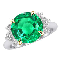 Afbeelding in Gallery-weergave laden, Edelsteen Ring Bicolor 14K Goud met Colombiaanse Smaragd – hoofdaanzicht
