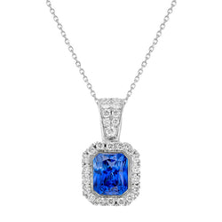 Radiant Slijpvorm Royal Blue Saffier Edelsteen Hanger in 14K
