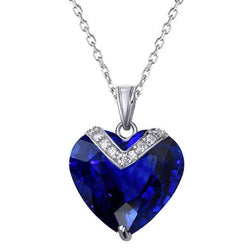 Hart Slijpvorm Blauwe Saffier Edelsteen Hanger in 14K Witgoud