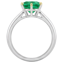 Afbeelding in Gallery-weergave laden, Rond Briljant Fijne Smaragd ring in Tweekleurig 14K Goud – achteraanzicht
