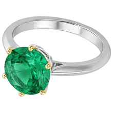 Afbeelding in Gallery-weergave laden, Fijne Smaragd Sieraadsteen Ring 2,50 karaat Tweekleurig 14K Goud – hoekaanzicht
