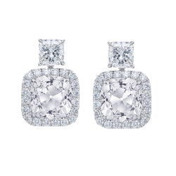 Fijne Diamant Cushion Slijpvorm Oorbellen 12 karaat – 14K Witgoud