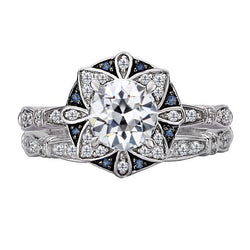 Briljant Halo Ring – Korenbloem Saffier 2 karaat | HarryChadEnt