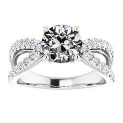 3,50 karaat Diamant Solitaire Ring met Accenten in 14K Witgoud