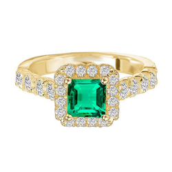 14K Geelgoud GIA-Gecertificeerd Fijne Smaragd Edelsteen Ring