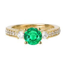 Afbeelding in Gallery-weergave laden, Edelsteen Ring 14K Geelgoud met Fijne Smaragd – hoofdaanzicht
