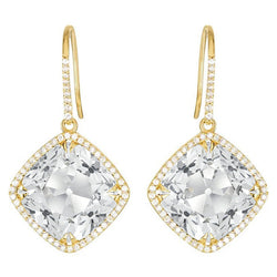 14K Geelgoud Fijne Diamant Oorhangers – 11,50-karaat Cushion