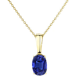 Ovaal Geslepen Royal Blue Saffier Edelsteen Hanger in 14K